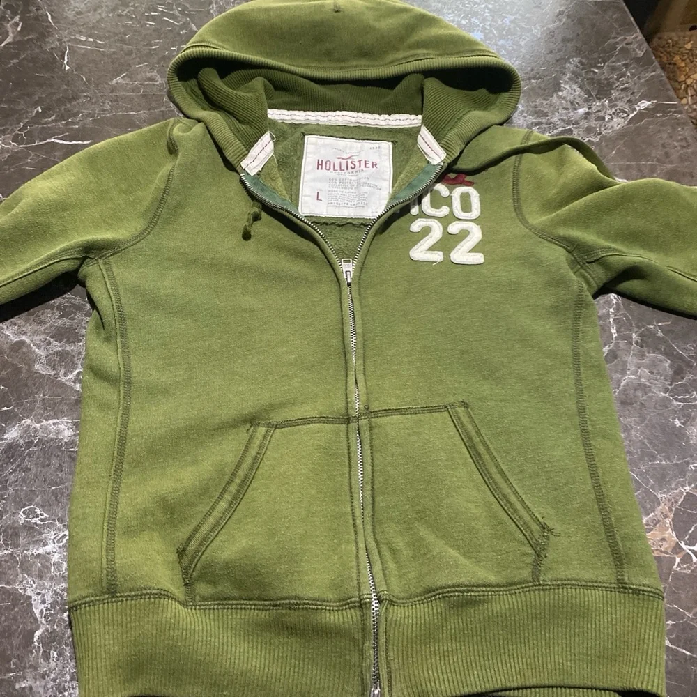 🔥 Y2K Hollister California Full Zip Hoodie Olive Green Women’s Large 🔥 - Picture 3 of 10